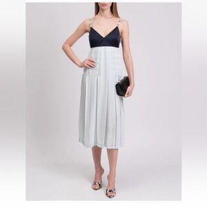 Cedric Charlier Midi Party Dress Black and Light blue